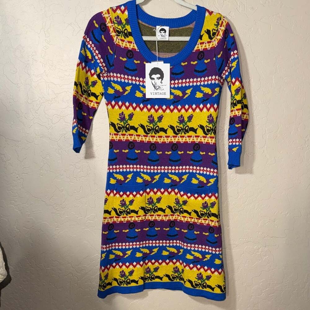 Betsey Johnson Vintage Punk Reissue Fair Isle Knit Dress NWT